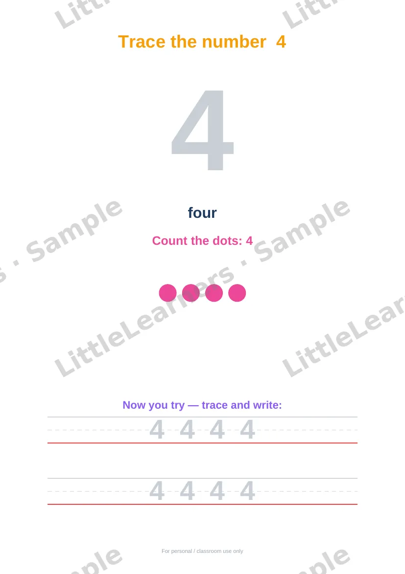 Numbers 1–20: Trace & Count sample page 1