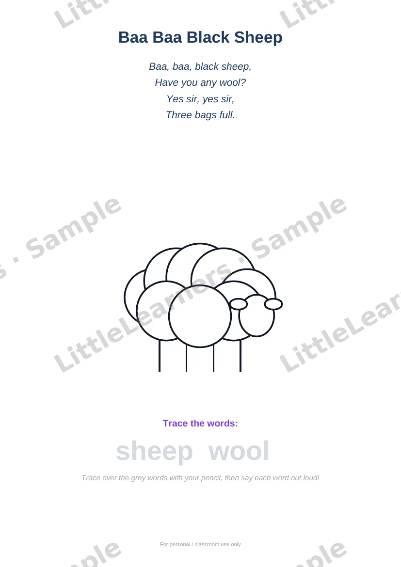 Nursery Rhymes Pack sample page 1