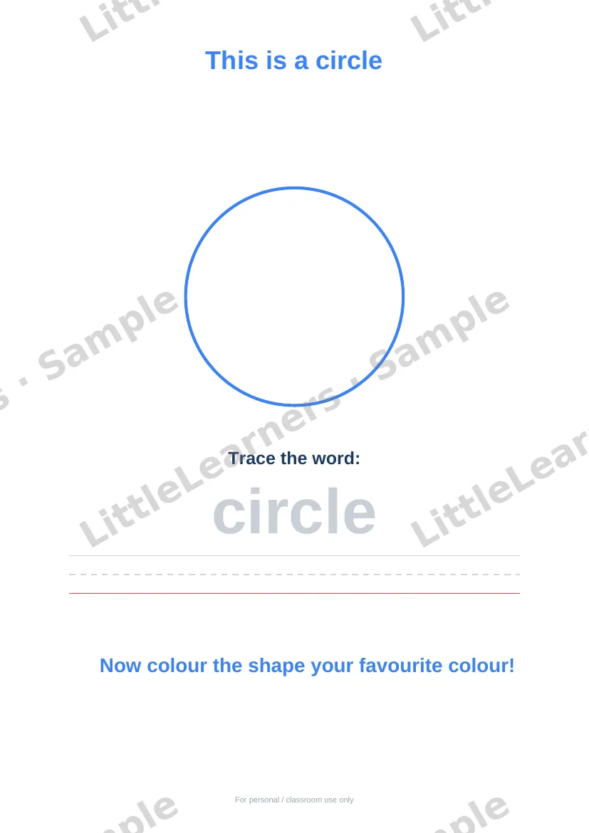 Shapes & Colours sample page 1